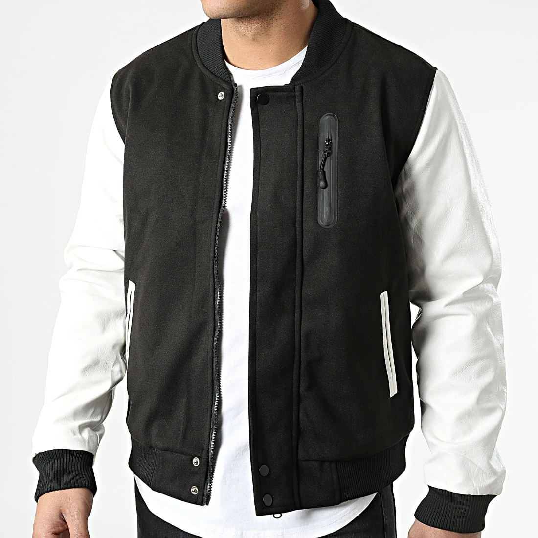 Remise 🎉 Veste Zippée 3119 Noir Blanc de John H 🌟 5 Remise 🎉 Veste Zippée 3119 Noir Blanc de John H 🌟 – Image 3