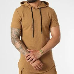 Sortie 🎁 Ensemble Tee 👚 Shirt Capuche Et Short Jogging PP64-DD64 Camel de John H ❤️ -John H Soldes john h 323224 PP64 DD64 CAMEL 20220613T160503 03