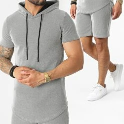 Top 10 🛒 Ensemble Tee 👚 Shirt Capuche Et Short Jogging PP50-DD50 Noir Blanc de John H ✨