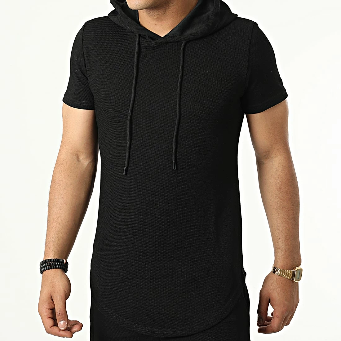 Remise ⭐ Ensemble Tee 👚 Shirt Capuche Et Short Jogging PP50-DD50 Noir de John H ⭐ 5 Remise ⭐ Ensemble Tee 👚 Shirt Capuche Et Short Jogging PP50-DD50 Noir de John H ⭐ – Image 3