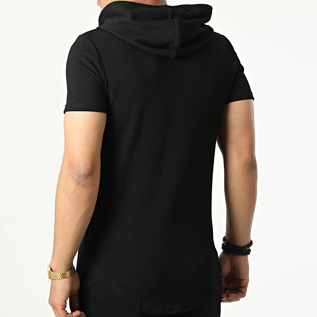 Remise ⭐ Ensemble Tee 👚 Shirt Capuche Et Short Jogging PP50-DD50 Noir de John H ⭐ 6 Remise ⭐ Ensemble Tee 👚 Shirt Capuche Et Short Jogging PP50-DD50 Noir de John H ⭐ – Image 4