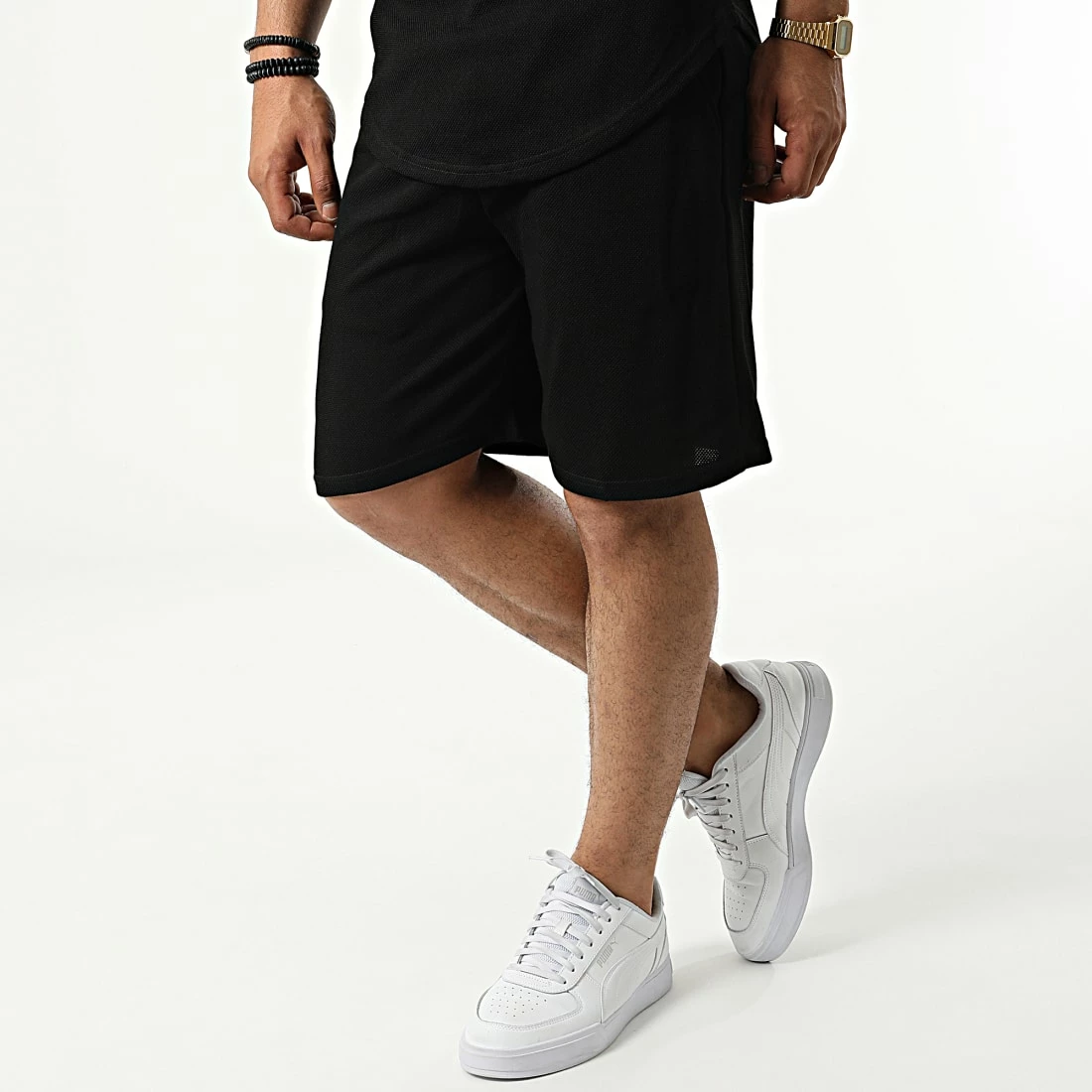 Remise ⭐ Ensemble Tee 👚 Shirt Capuche Et Short Jogging PP50-DD50 Noir de John H ⭐ 7 Remise ⭐ Ensemble Tee 👚 Shirt Capuche Et Short Jogging PP50-DD50 Noir de John H ⭐ – Image 5