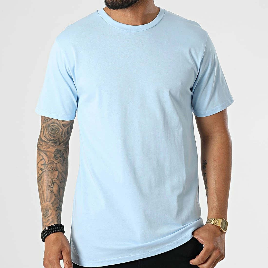 Nouveau ❤️ Tee 👕 Shirt Relaxed Fit T8811 Bleu Clair de John H 🎁 5 Nouveau ❤️ Tee 👕 Shirt Relaxed Fit T8811 Bleu Clair de John H 🎁 – Image 3