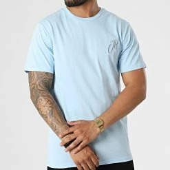 Promo 😀 Tee 👕 Shirt Relaxed Fit T8812 Bleu Clair de John H 🤩 -John H Soldes john h 323521 T8812 SKY BLUE 20220613T124402 03