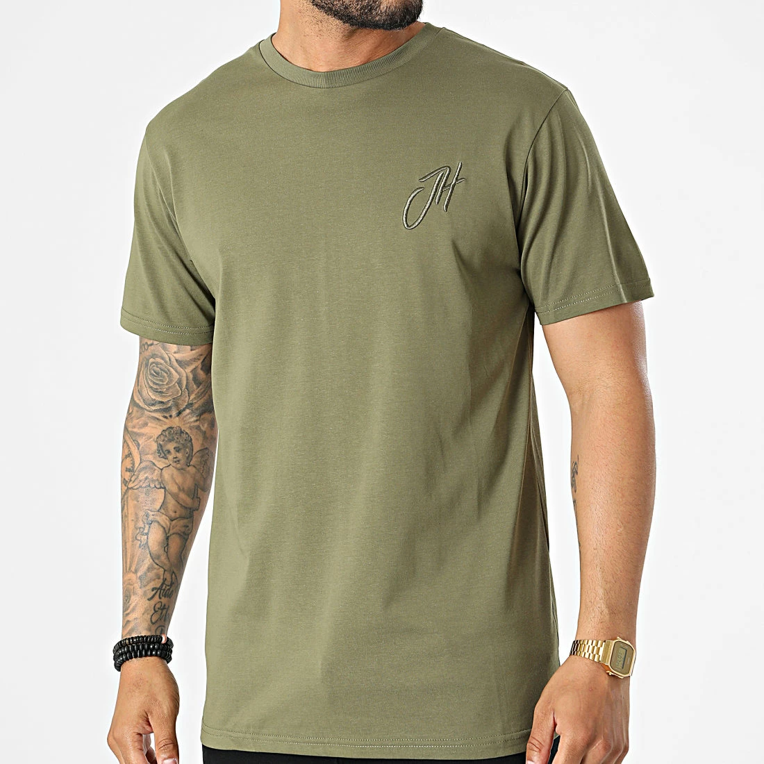 De gros ❤️ Tee 👚 Shirt Relaxed Fit T8812 Vert Kaki de John H 👍 3 De gros ❤️ Tee 👚 Shirt Relaxed Fit T8812 Vert Kaki de John H 👍