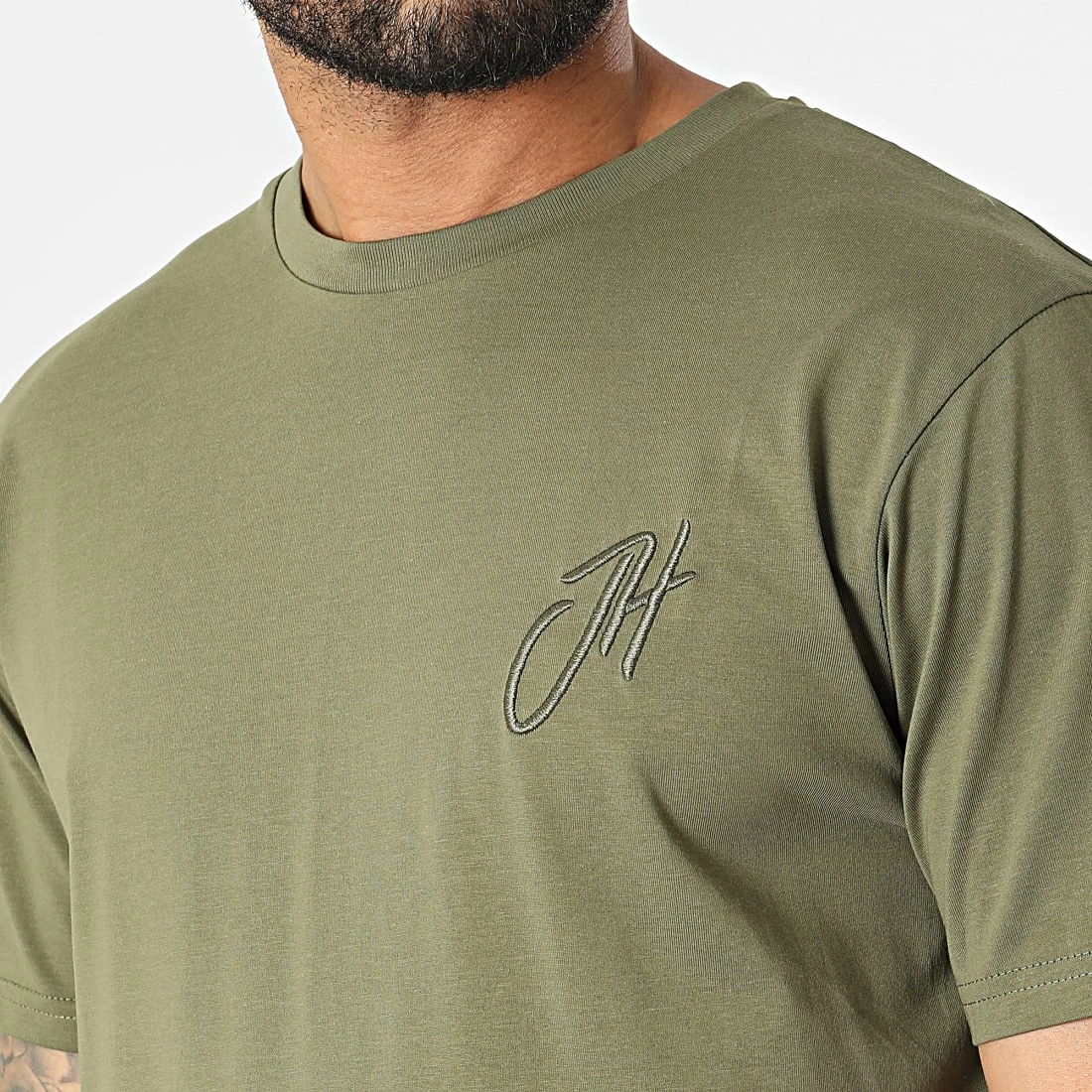 De gros ❤️ Tee 👚 Shirt Relaxed Fit T8812 Vert Kaki de John H 👍 4 De gros ❤️ Tee 👚 Shirt Relaxed Fit T8812 Vert Kaki de John H 👍 – Image 2