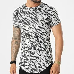 Tout neuf 🌟 Tee 👚 Shirt Oversize DD85 Blanc Noir de John H 😍