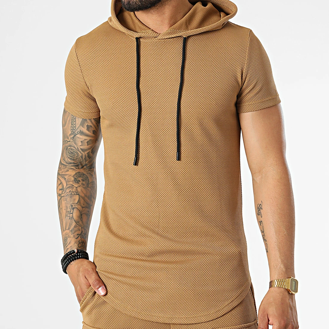 De gros 🤩 Ensemble Tee 👕 Shirt Capuche Et Short Jogging DD54-PP54 Camel de John H 🎁 5 De gros 🤩 Ensemble Tee 👕 Shirt Capuche Et Short Jogging DD54-PP54 Camel de John H 🎁 – Image 3