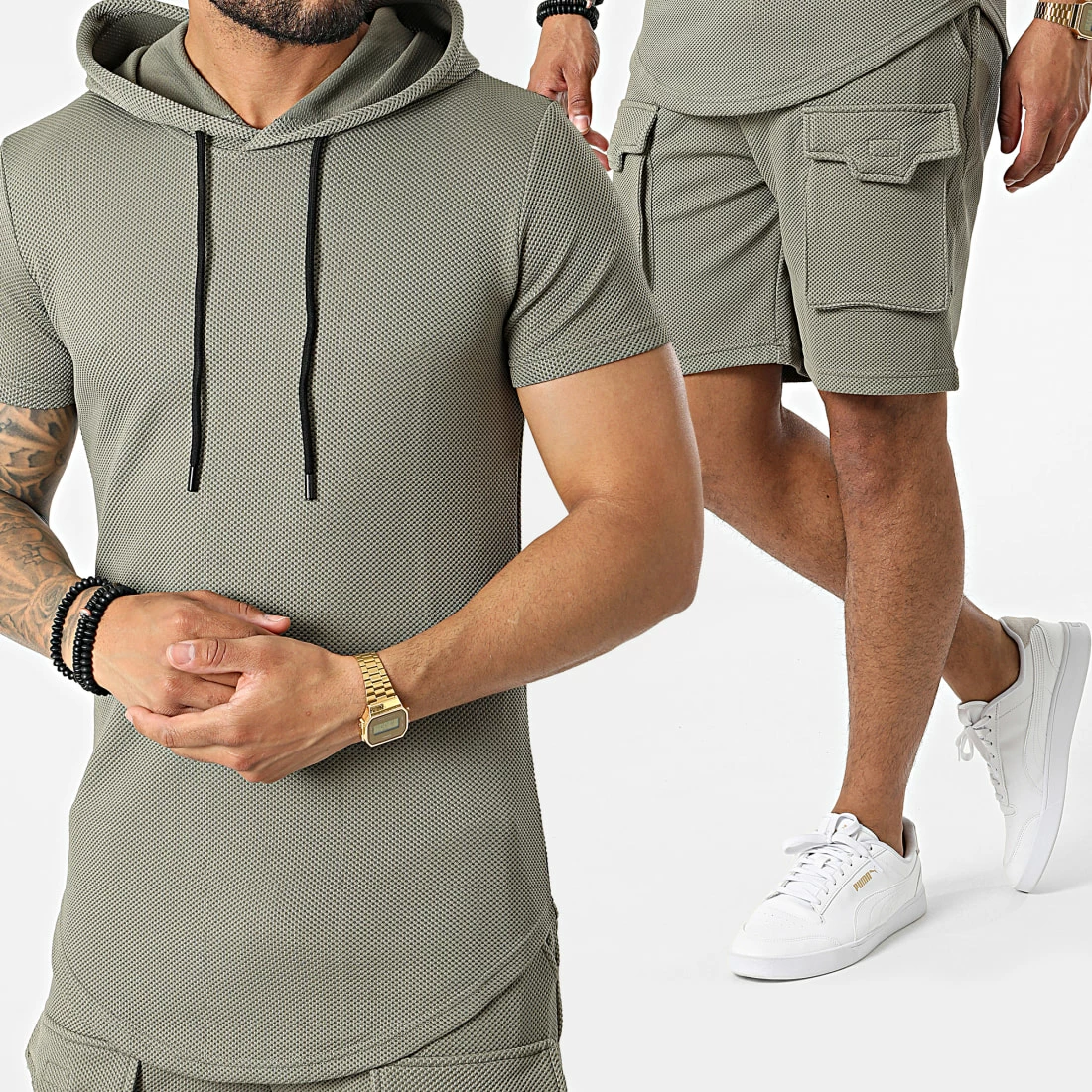 Sortie 🧨 Ensemble Tee 👕 Shirt Capuche Et Short Jogging DD54-PP54 Vert Kaki de John H 😍 3 Sortie 🧨 Ensemble Tee 👕 Shirt Capuche Et Short Jogging DD54-PP54 Vert Kaki de John H 😍