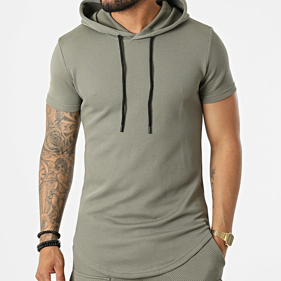 Sortie 🧨 Ensemble Tee 👕 Shirt Capuche Et Short Jogging DD54-PP54 Vert Kaki de John H 😍 5 Sortie 🧨 Ensemble Tee 👕 Shirt Capuche Et Short Jogging DD54-PP54 Vert Kaki de John H 😍 – Image 3