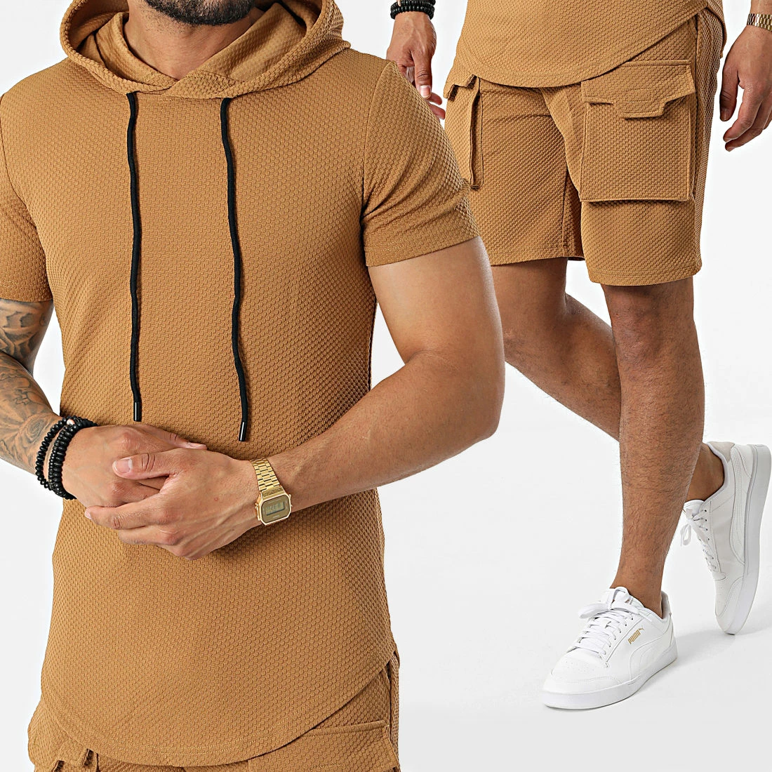 Budget 😀 Ensemble Tee 👚 Shirt Capuche Et Short Jogging PP68-DD68 Camel de John H 🎁 3 Budget 😀 Ensemble Tee 👚 Shirt Capuche Et Short Jogging PP68-DD68 Camel de John H 🎁