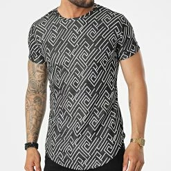 Remise ⭐ Tee 👚 Shirt Oversize DD78 Noir Blanc de John H 🎁