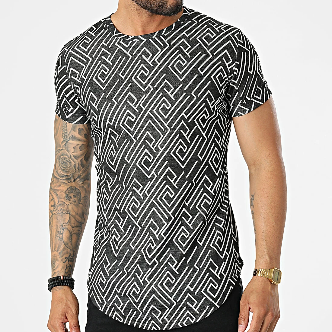 Remise ⭐ Tee 👚 Shirt Oversize DD78 Noir Blanc de John H 🎁 3 Remise ⭐ Tee 👚 Shirt Oversize DD78 Noir Blanc de John H 🎁