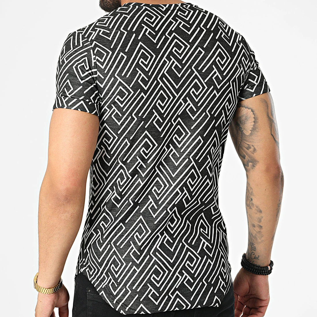 Remise ⭐ Tee 👚 Shirt Oversize DD78 Noir Blanc de John H 🎁 6 Remise ⭐ Tee 👚 Shirt Oversize DD78 Noir Blanc de John H 🎁 – Image 4