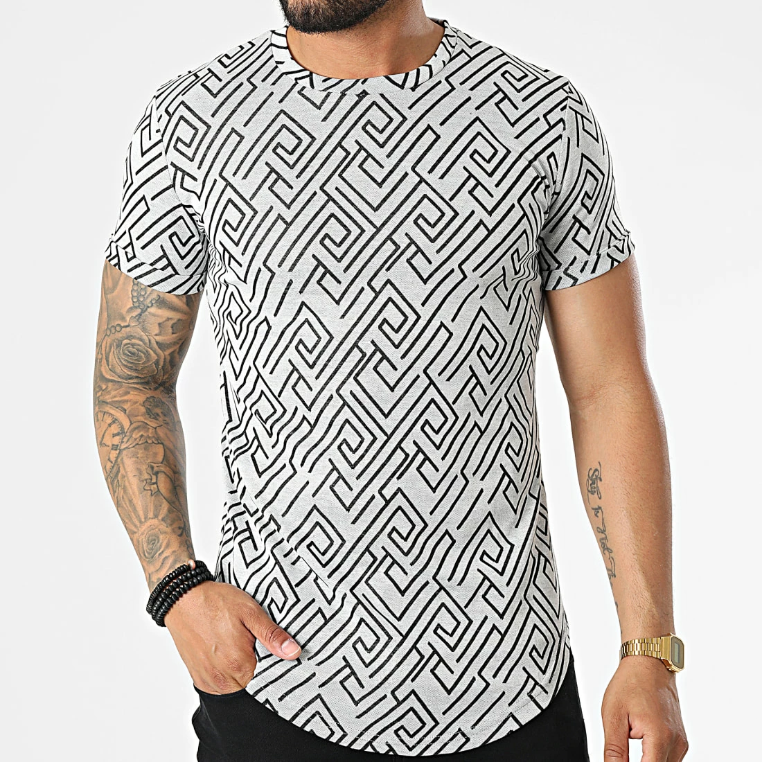 Tout neuf 🔥 Tee 👚 Shirt Oversize DD78 Blanc Noir de John H 🔔 5 Tout neuf 🔥 Tee 👚 Shirt Oversize DD78 Blanc Noir de John H 🔔 – Image 3