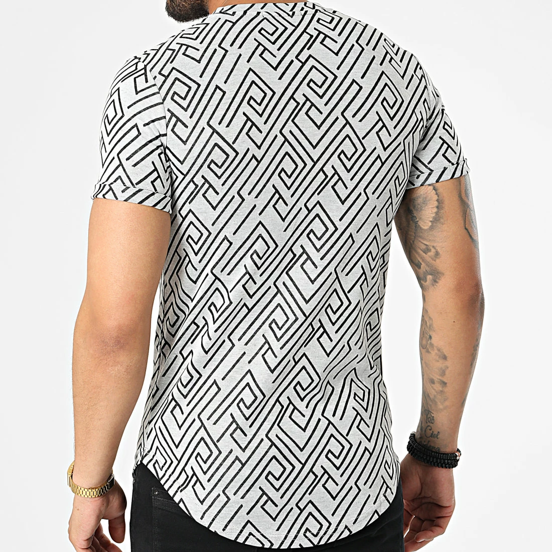 Tout neuf 🔥 Tee 👚 Shirt Oversize DD78 Blanc Noir de John H 🔔 6 Tout neuf 🔥 Tee 👚 Shirt Oversize DD78 Blanc Noir de John H 🔔 – Image 4