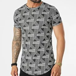 Bon marché 🎉 Tee 👕 Shirt Oversize DD80 Noir Blanc de John H ⭐