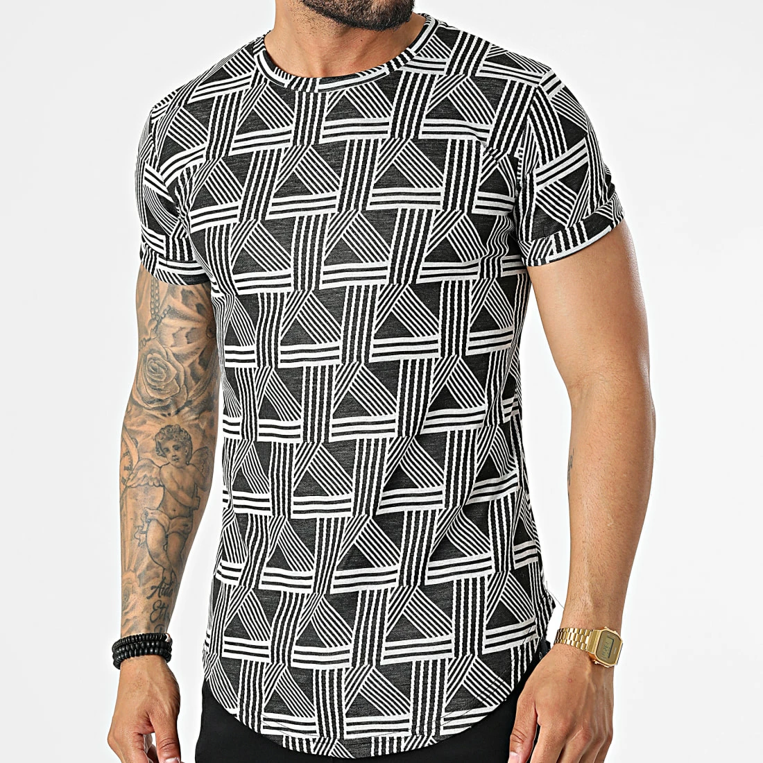 Bon marché 🎉 Tee 👕 Shirt Oversize DD80 Noir Blanc de John H ⭐ 3 Bon marché 🎉 Tee 👕 Shirt Oversize DD80 Noir Blanc de John H ⭐