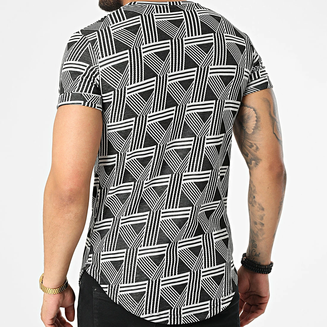 Bon marché 🎉 Tee 👕 Shirt Oversize DD80 Noir Blanc de John H ⭐ 6 Bon marché 🎉 Tee 👕 Shirt Oversize DD80 Noir Blanc de John H ⭐ – Image 4