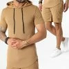 Remise 🎉 Ensemble Tee 👚 Shirt Capuche Et Short Jogging DD58-PP58 Camel de John H 🥰