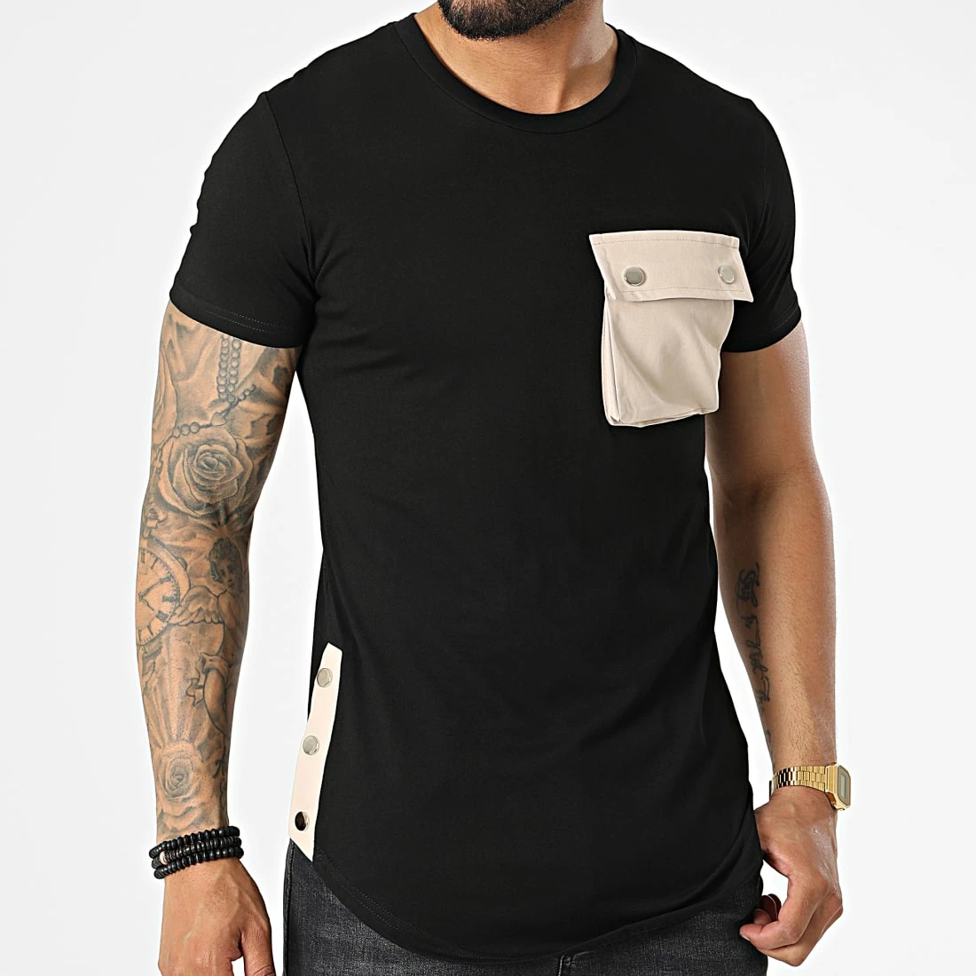 Le moins cher 🌟 Tee 👕 Shirt Poche T612 Noir Camel de John H 😉 5 Le moins cher 🌟 Tee 👕 Shirt Poche T612 Noir Camel de John H 😉 – Image 3