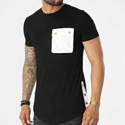 Meilleure affaire 🥰 Tee 👕 Shirt Poche T612 Noir Blanc de John H ❤️