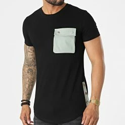 Tout neuf ❤️ Tee 👚 Shirt Poche T612 Noir Vert Kaki de John H 🌟