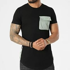 Tout neuf ❤️ Tee 👚 Shirt Poche T612 Noir Vert Kaki de John H 🌟 -John H Soldes john h 323722 T612 BLACK GREEN 20220613T155750 03