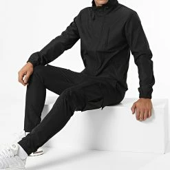 Sortie 🎉 Ensemble Veste Zippée Et Pantalon Cargo AB326 Noir de John H 🎁