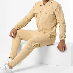 Offres 🔥 Ensemble Veste Zippée Et Pantalon Cargo AB327 Camel de John H 😍
