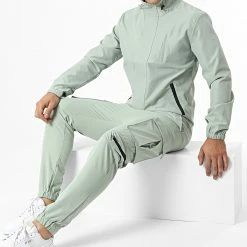 Bon marché 👏 Ensemble Veste Zippée Et Pantalon Cargo AB326 Vert de John H 🎉