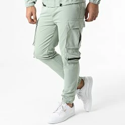 Bon marché 👏 Ensemble Veste Zippée Et Pantalon Cargo AB326 Vert de John H 🎉 -John H Soldes john h 332170 AB326 GREEN 20220816T152728 04