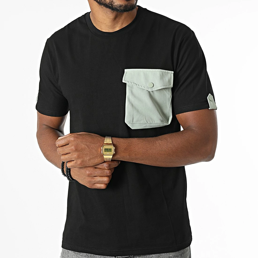 Le moins cher ⌛ Tee 👕 Shirt Poche T8814 Noir Vert Kaki de John H 🌟 5 Le moins cher ⌛ Tee 👕 Shirt Poche T8814 Noir Vert Kaki de John H 🌟 – Image 3