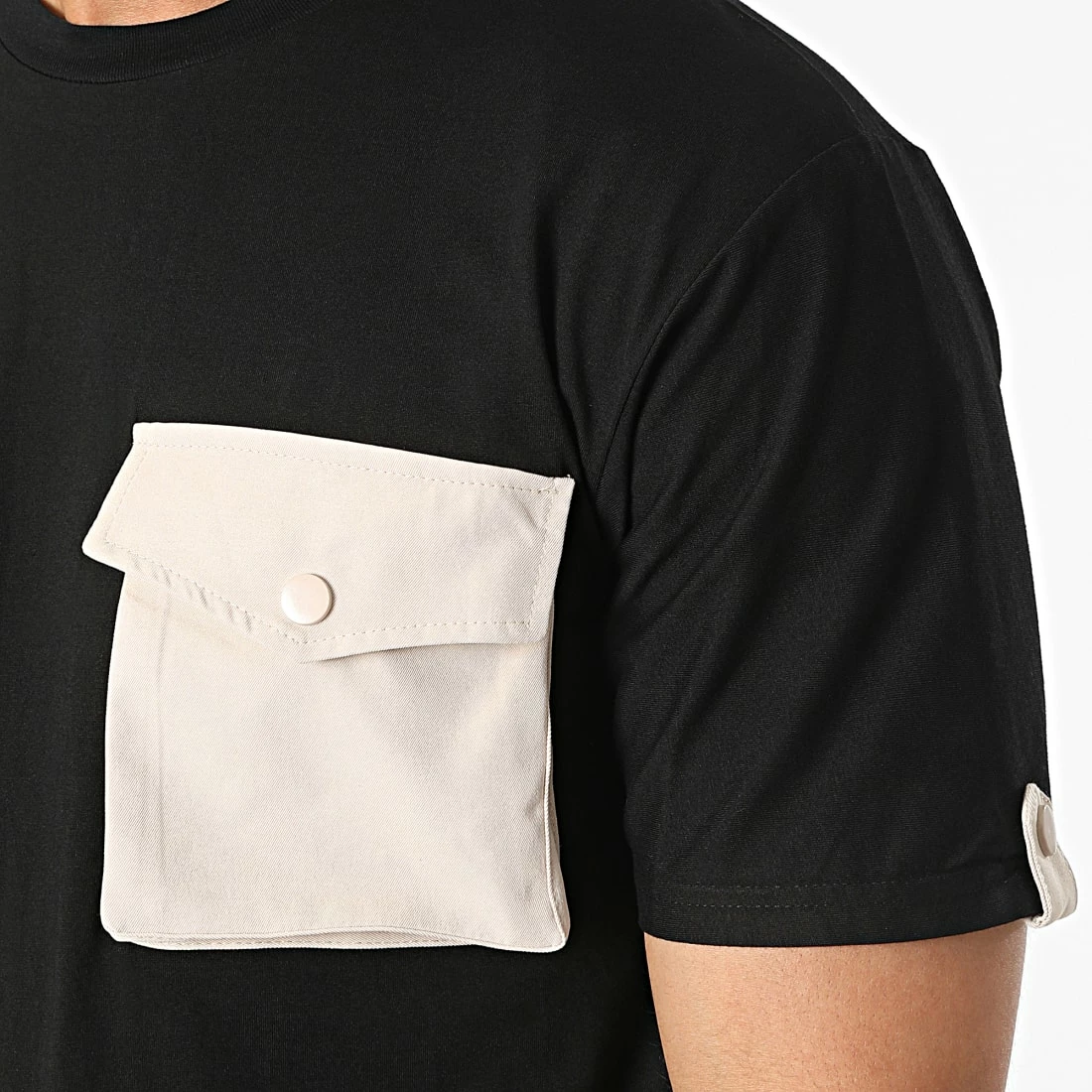 Meilleure affaire ✔️ Tee 👕 Shirt Poche T8814 Noir Beige de John H 💯 4 Meilleure affaire ✔️ Tee 👕 Shirt Poche T8814 Noir Beige de John H 💯 – Image 2