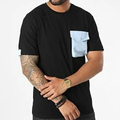 Meilleur prix 😉 Tee 👕 Shirt Poche T8814 Noir Bleu Clair de John H 😉 -John H Soldes john h 332205 T8814 BLACK BLUE 20220812T140533 03