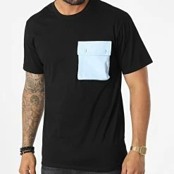 Bon marché 🥰 Tee 👚 Shirt Poche T8815 Noir Bleu Clair de John H 🥰