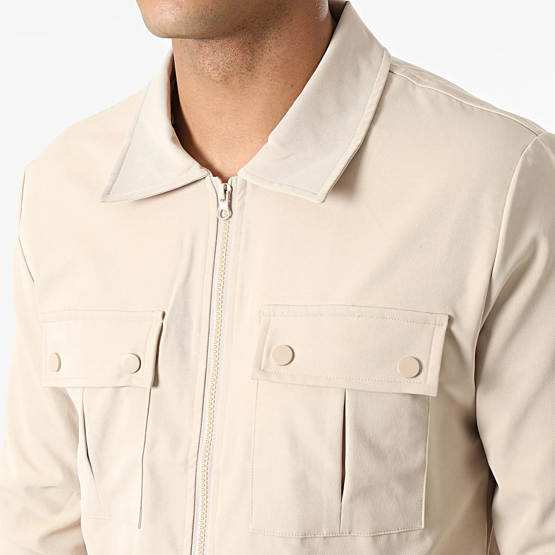 Vente flash 🎁 Ensemble Veste Zippée Et Pantalon Cargo AB361 Beige Foncé de John H ✔️ 4 Vente flash 🎁 Ensemble Veste Zippée Et Pantalon Cargo AB361 Beige Foncé de John H ✔️ – Image 2