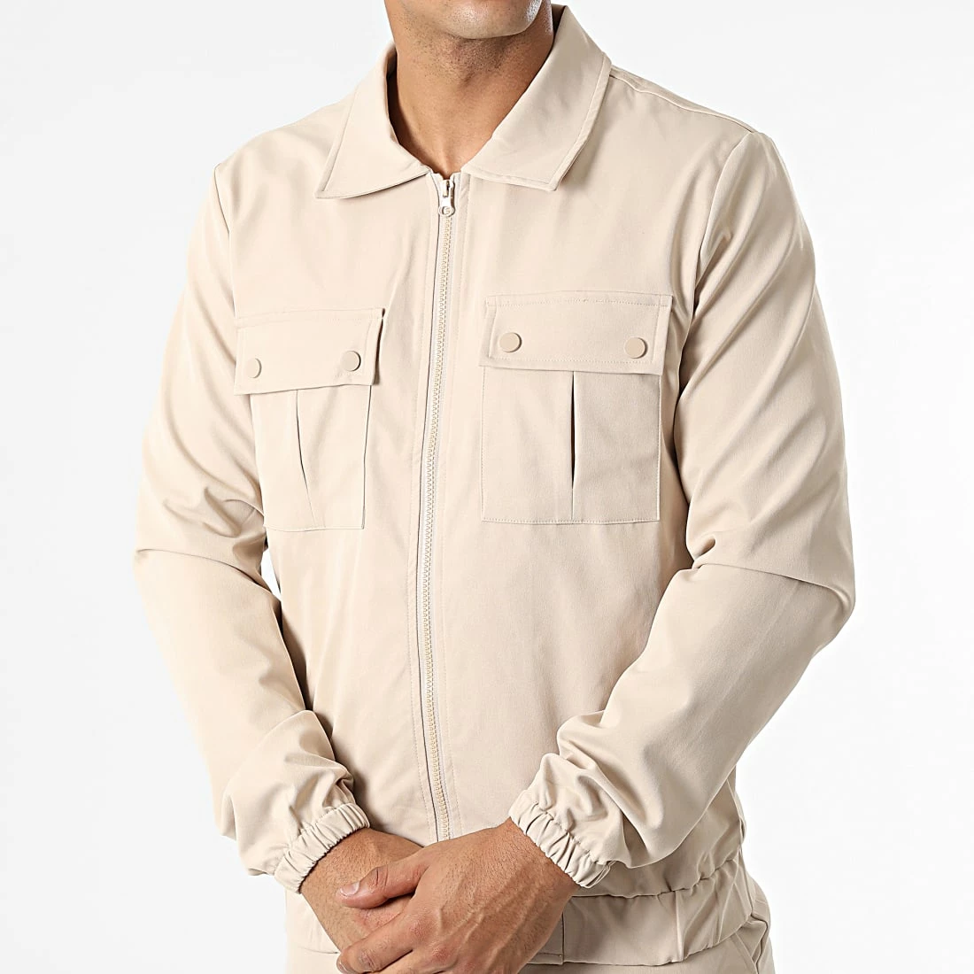 Vente flash 🎁 Ensemble Veste Zippée Et Pantalon Cargo AB361 Beige Foncé de John H ✔️ 5 Vente flash 🎁 Ensemble Veste Zippée Et Pantalon Cargo AB361 Beige Foncé de John H ✔️ – Image 3