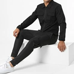 Meilleur prix 🧨 Ensemble Veste Zippée Et Pantalon Cargo AB327 Noir de John H 😉