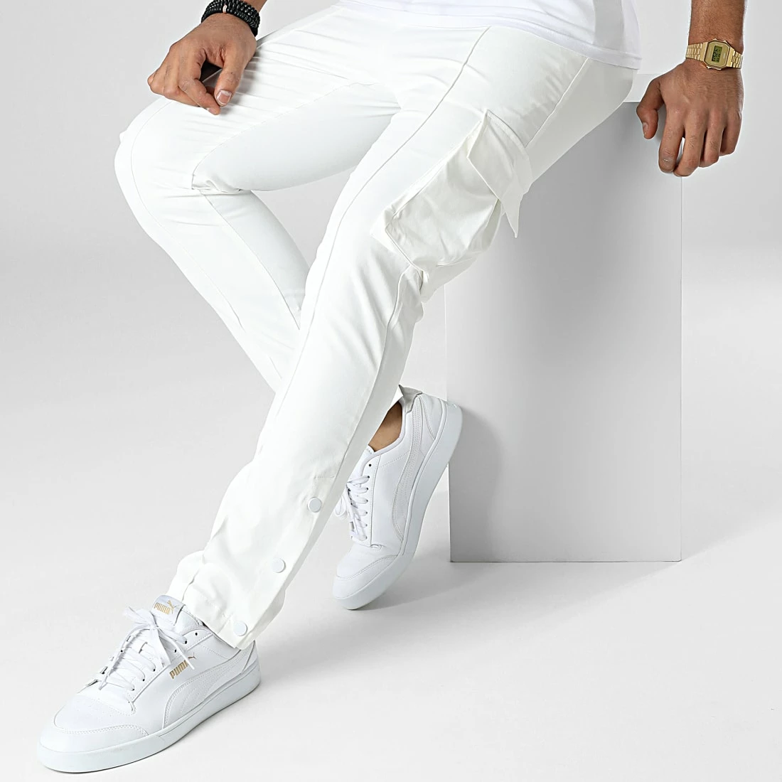 Grosses soldes 😀 Pantalon Cargo PP351 Blanc de John H ⌛ 5 Grosses soldes 😀 Pantalon Cargo PP351 Blanc de John H ⌛ – Image 3