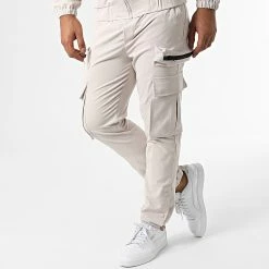 Grosses soldes 👍 Ensemble Veste Zippée Et Pantalon Cargo AB361 Beige de John H ❤️ -John H Soldes john h 332311 AB361 APRICOT 20220816T152317 04