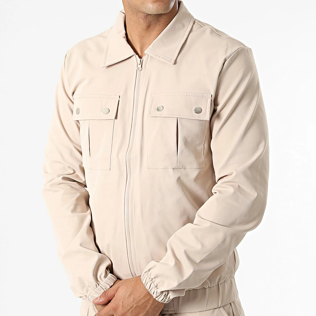 Le moins cher 😉 Ensemble Veste Zippée Et Pantalon Cargo AB352 Beige Foncé de John H 🎁 5 Le moins cher 😉 Ensemble Veste Zippée Et Pantalon Cargo AB352 Beige Foncé de John H 🎁 – Image 3