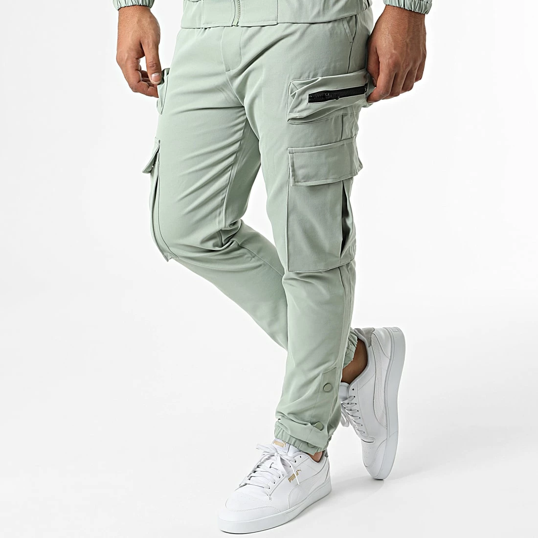 Sortie 🧨 Ensemble Veste Zippée Et Pantalon Cargo AB361 Vert de John H 👏 6 Sortie 🧨 Ensemble Veste Zippée Et Pantalon Cargo AB361 Vert de John H 👏 – Image 4