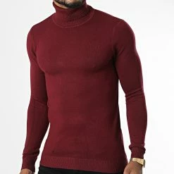 Promo 🔔 Pull Col Roulé ZW001 Bordeaux de John H ✨