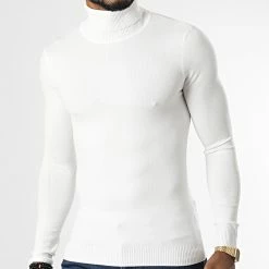 Vente flash 😍 Pull Col Roulé ZW001 Beige Clair de John H 😀