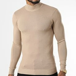 Bon marché 🔥 Pull Col Montant ZW013 Camel Clair de John H ⭐