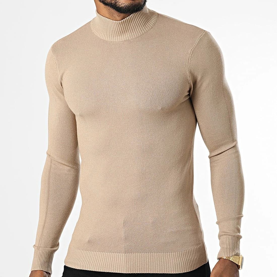 Bon marché 🔥 Pull Col Montant ZW013 Camel Clair de John H ⭐ 3 Bon marché 🔥 Pull Col Montant ZW013 Camel Clair de John H ⭐