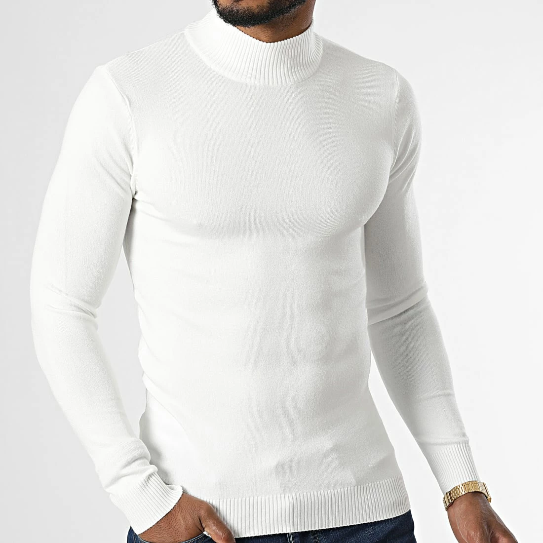 Tout neuf 🎁 Pull Col Montant ZW013 Blanc de John H ⭐ 5 Tout neuf 🎁 Pull Col Montant ZW013 Blanc de John H ⭐ – Image 3