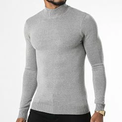 Meilleur prix 🎉 Pull Col Montant ZW013 Gris Chiné de John H ✨