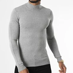 Meilleur prix 🎉 Pull Col Montant ZW013 Gris Chiné de John H ✨ -John H Soldes john h 336974 ZW013 GREY 20220916T160418 03